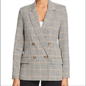 Vero Moda Jackets |Vero Moda Plaid Double Breasted Blazer White/Black/Tan